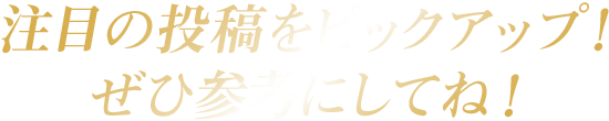 注目の投稿をピックアップ！ぜひ参考にしてね！